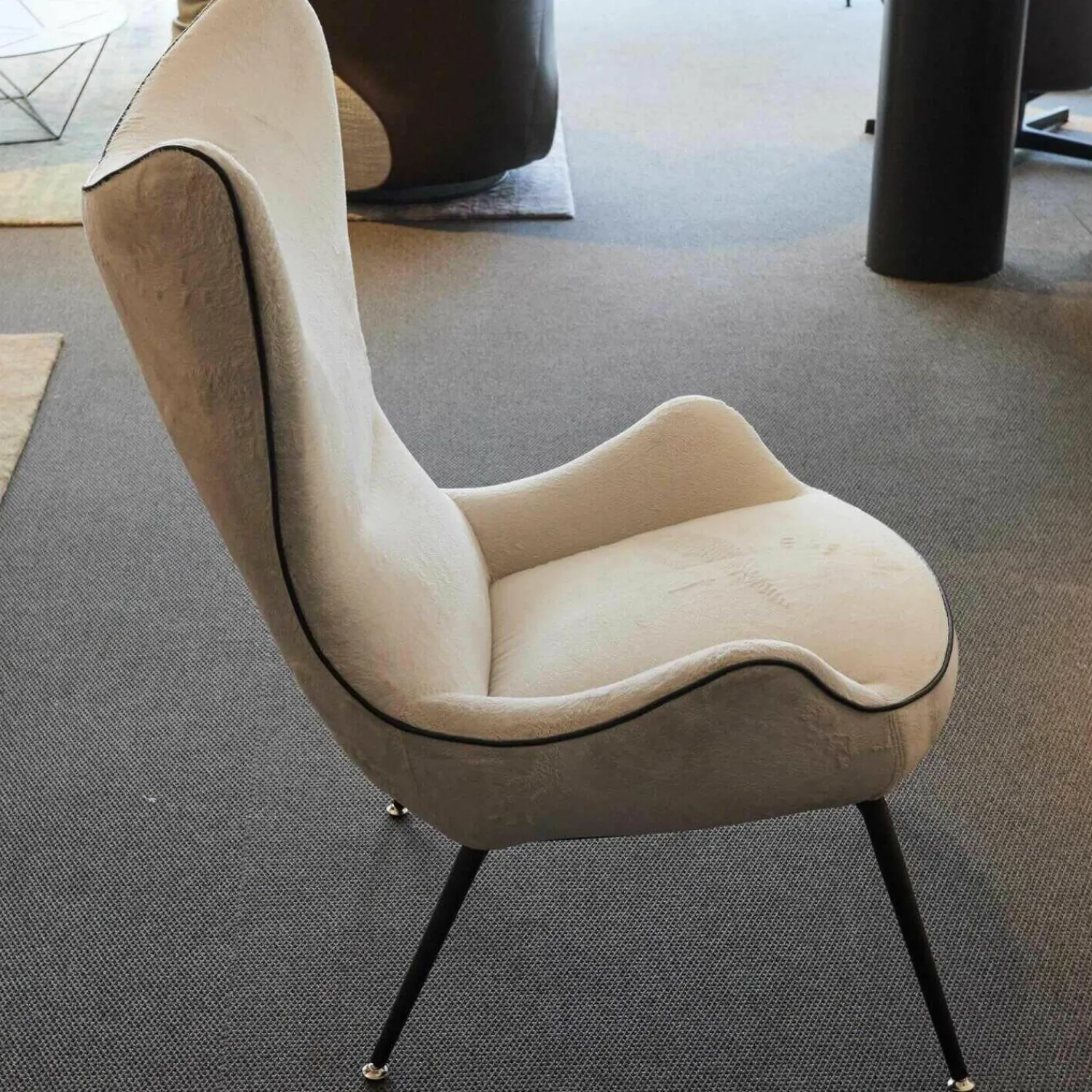 Wittmann Relaxsessel|Sessel Contessa Bezug Stoff Yukon Snow Füße Black Grey Pulverbeschichtet