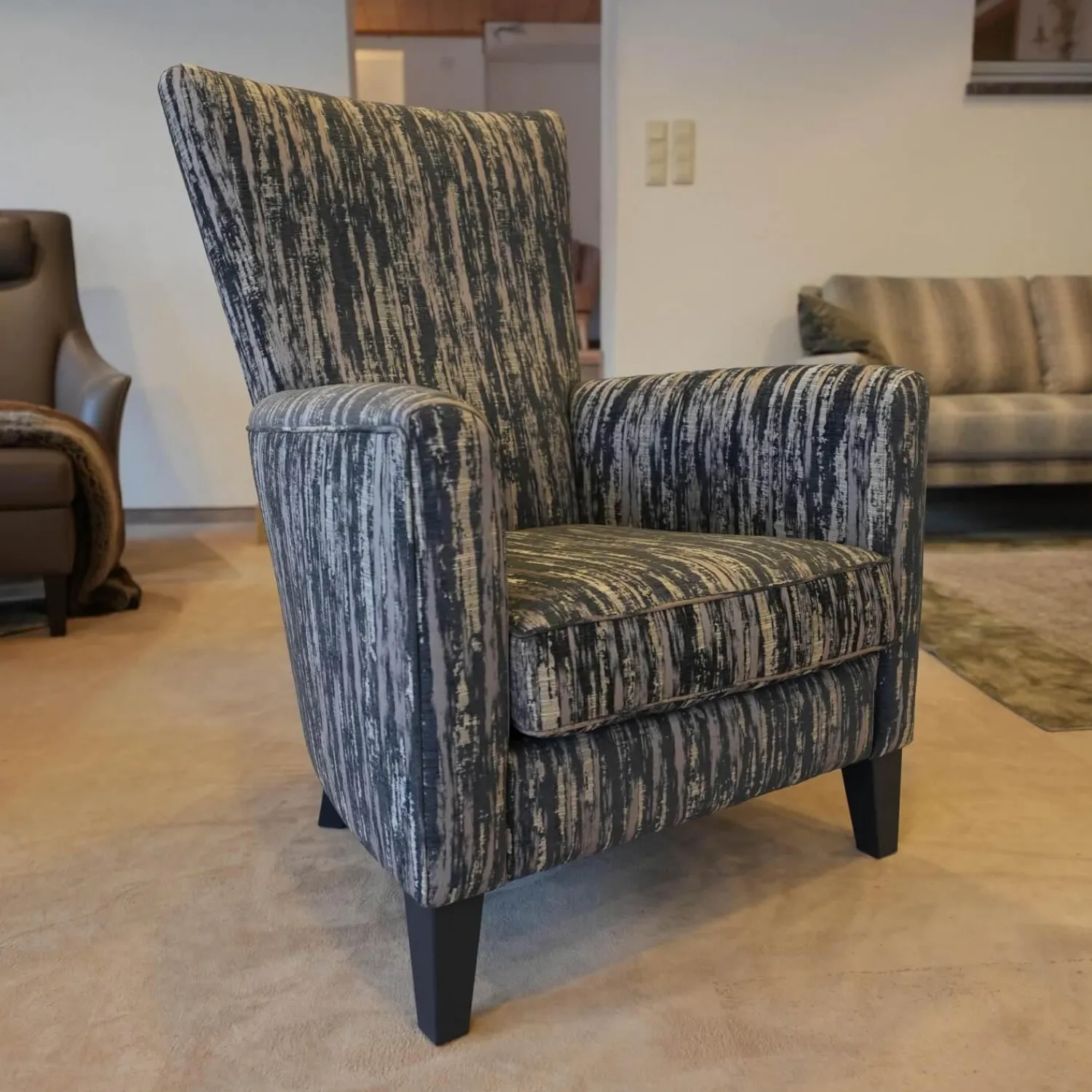 Bielefelder Werkstätten Loungesessel|Relaxsessel|Sessel Contessa BW 110 1000 Jab 9 2366 050 Graublau Massivholzgestell Schwarz