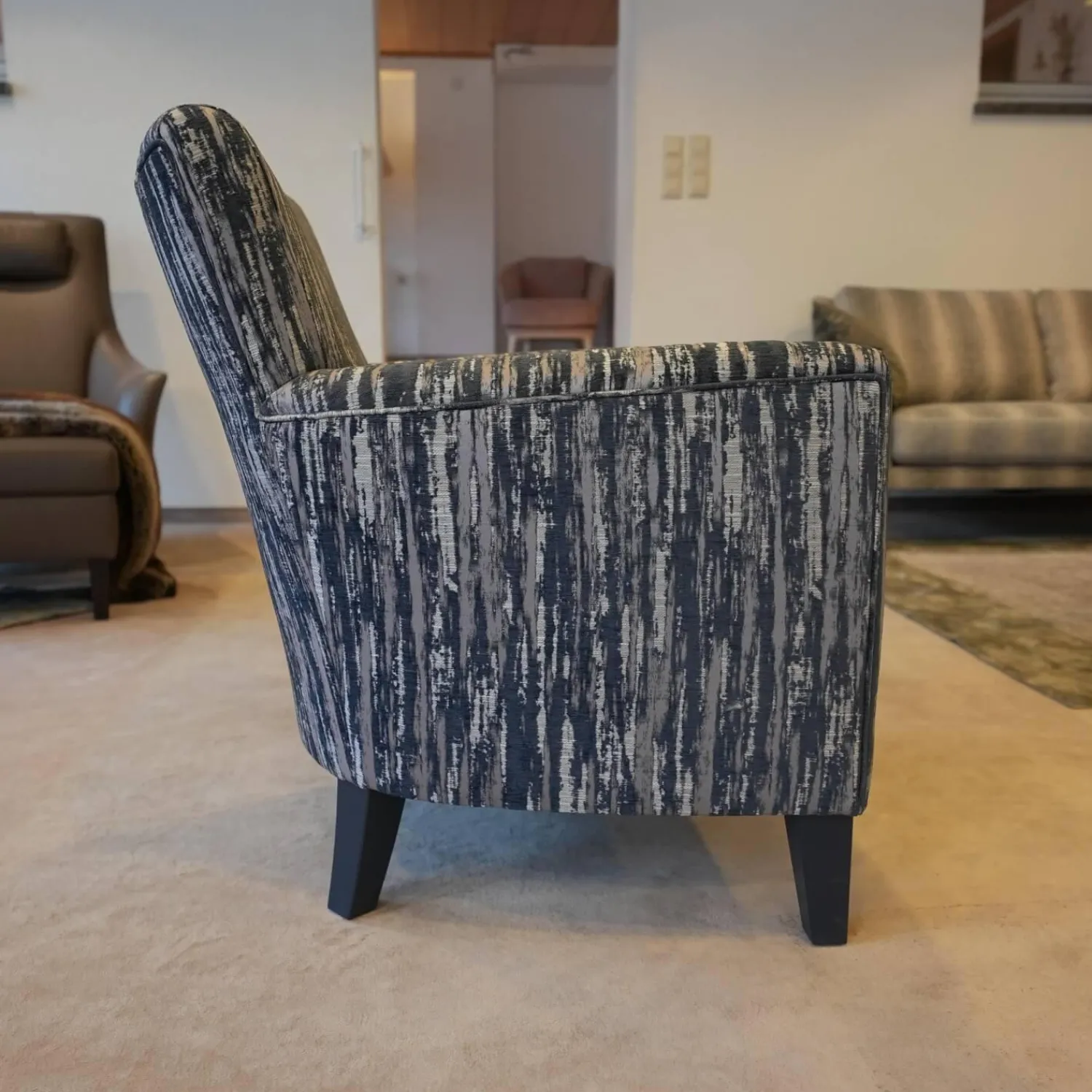 Bielefelder Werkstätten Relaxsessel|Loungesessel|Sessel Contessa BW 109 1000 Stoff Graublau Jab 9-2366-050 Füße Graublau Massivholz Schwarz Lackiert