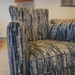 Bielefelder Werkstätten Relaxsessel|Loungesessel|Sessel Contessa BW 109 1000 Stoff Graublau Jab 9-2366-050 Füße Graublau Massivholz Schwarz Lackiert