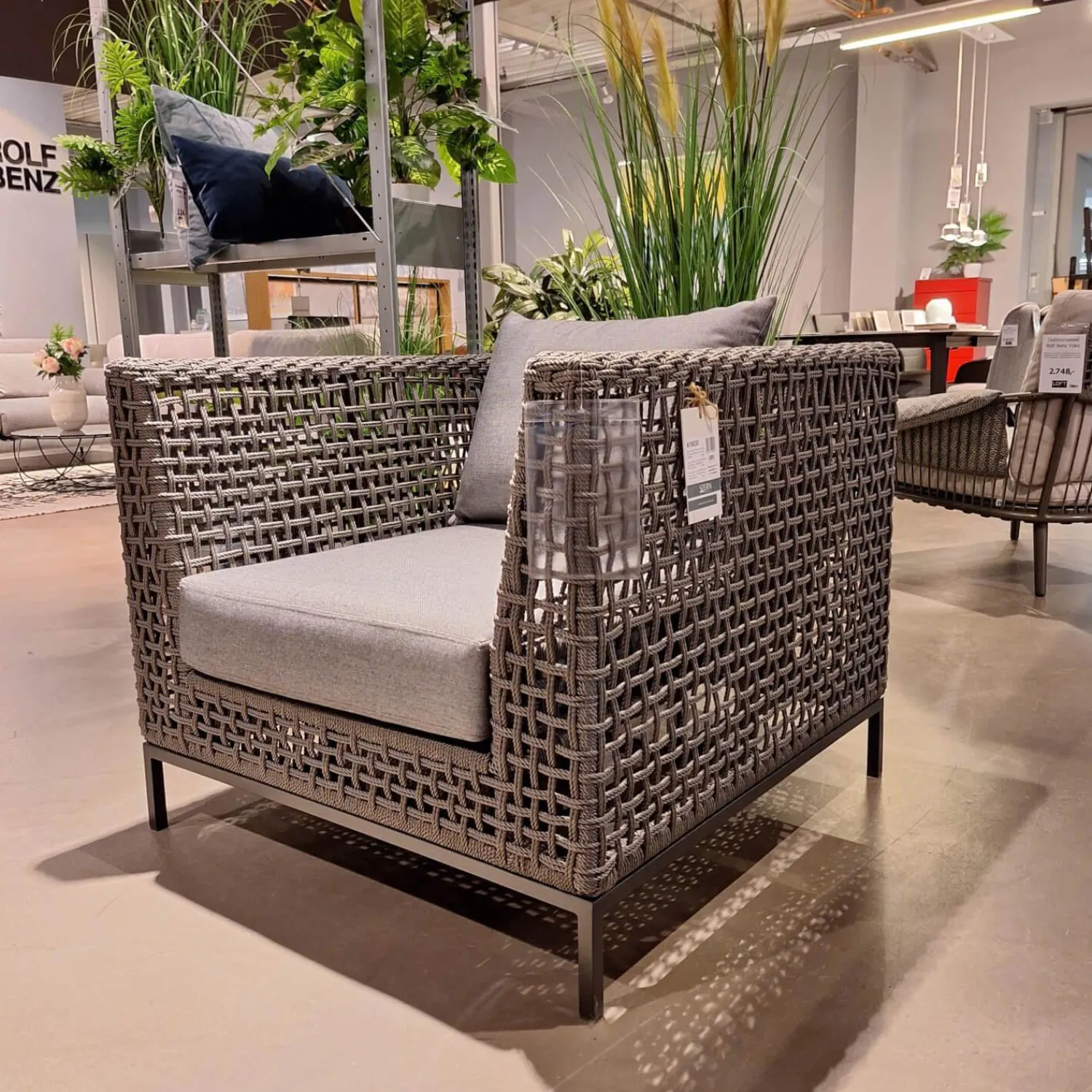 Stern Loungemöbel|Sessel Corda Outdoor Seidengrau Kordel Platin