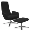 COR Relaxsessel|Sessel dia Leder 458 Schwarz Gestell Aluminium Poliert mit Hocker