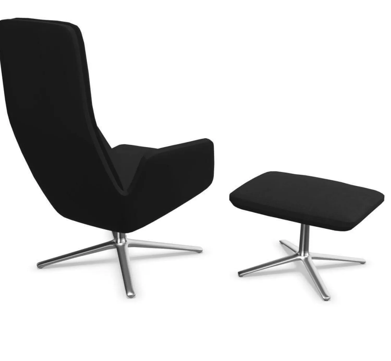 COR Relaxsessel|Sessel dia Leder 458 Schwarz Gestell Aluminium Poliert mit Hocker