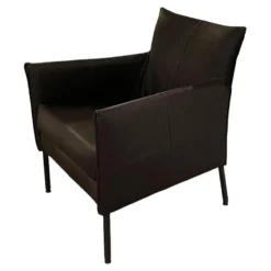 Bert Plantagie Einzelstühle|Sessel Dalia Bezug Leder Timber LT0309 Cioccolate Schwarz Gestell Rundrohr Fein Struktur 100 Kohl Schwarz