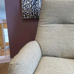 Bielefelder Werkstätten Loungesessel|Relaxsessel|Sessel Daron Bezug Korpus Leder Normandie Torf Braun Kissen Stoff Queen 1775-232 Grau Gestell Bronze Matt mit Hocker