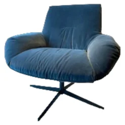 Bielefelder Werkstätten Relaxsessel|Sessel Daron Stoff City Velvet Reloaded Rauchblau Sternfuß Matt Schwarz