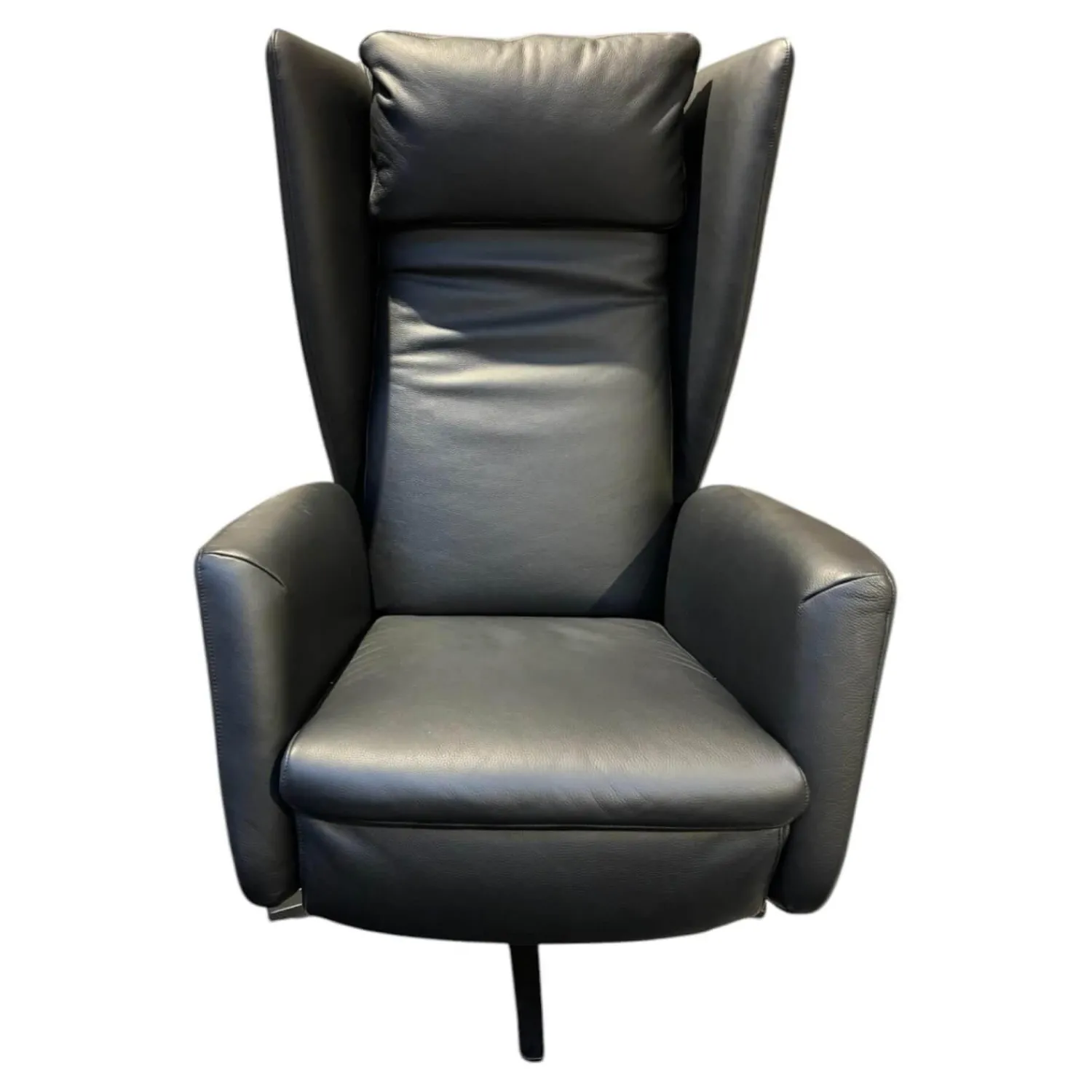 Bielefelder Werkstätten Relaxsessel|Sessel Dave Leder Normandie Schwarz Gestell Sternfuß Schwarz Matt Motorisch Verstellbar