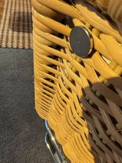 Tecta Loungesessel|Sessel D35-II Leder II Bianco Weiß Creme Naturrohr Geflecht Braun Gestell Stahl Chrom Mit Hocker