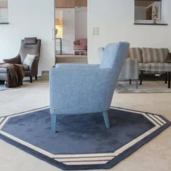 Bielefelder Werkstätten Relaxsessel|Sessel Donna Stoff Blaugrau Füße Blau Lackiert