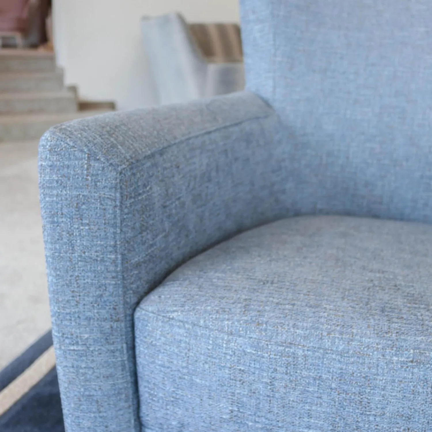 Bielefelder Werkstätten Relaxsessel|Sessel Donna Stoff Blaugrau Füße Blau Lackiert