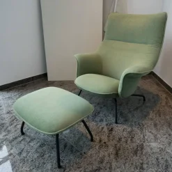 Muuto Loungesessel|Sessel Doze Loungechair Stoff Grün Gestell Stahl Anthracite Black Schwarz Mit Hocker Doze