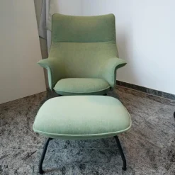 Muuto Loungesessel|Sessel Doze Loungechair Stoff Grün Gestell Stahl Anthracite Black Schwarz Mit Hocker Doze