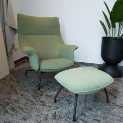 Muuto Loungesessel|Sessel Doze Loungechair Stoff Grün Gestell Stahl Anthracite Black Schwarz Mit Hocker Doze