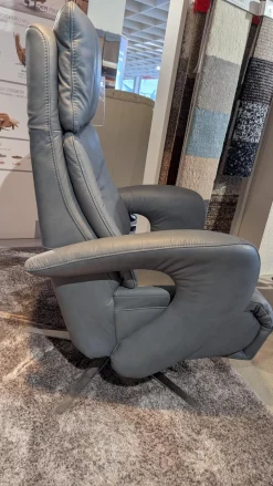 Hukla Relaxsessel|Sessel Dreamline 02 Leder Vivre Steel Grau Sternfuß Edelstahl Mit Kopfteilverstellung