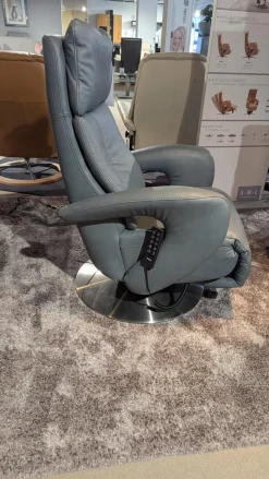 Hukla Relaxsessel|Sessel Dreamline 02 Leder Vivre Steel Grau Metall Drehteller V6 Mit Turn Und Move Funktion