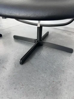 De Sede Relaxsessel|Sessel DS 343 Leder 10 Neck 11 Black Schwarz Gestell Metall Schwarzgrau Inklusive Hocker