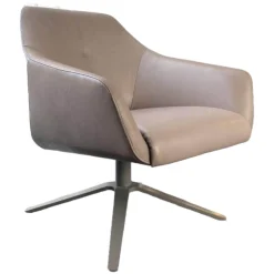 De Sede Loungesessel|Sessel DS 278-01 Leder Naturale Taupe Crème-Beige Vier-Sternfuss Taupe Lackiert Drehbar