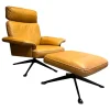 De Sede Relaxsessel|Sessel DS 0031 Leder Touch 25 Cuoio Braun Drehgestell 4 Sternfuß Schwarz Matt Beschichtet Mit Hocker DS-31