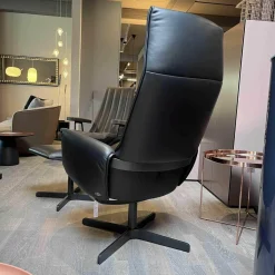 De Sede Relaxsessel|Sessel DS-344 Leder Touch Schwarz 11 Gestell Schwarzgrau Mit Hocker