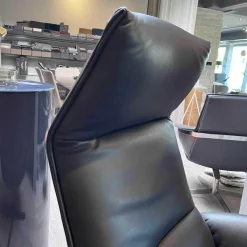 De Sede Relaxsessel|Sessel DS-344 Leder Touch Schwarz 11 Gestell Schwarzgrau Mit Hocker