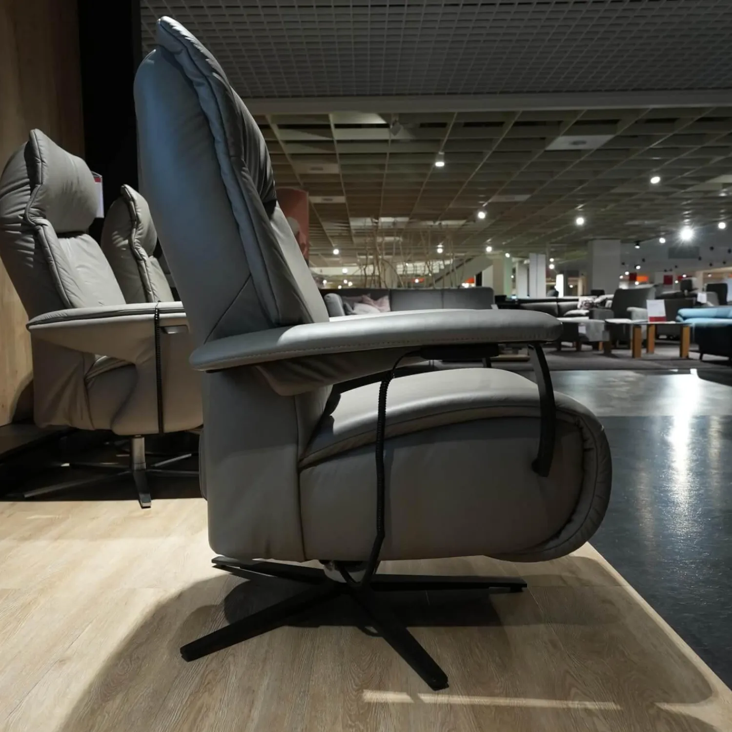 himolla Relaxsessel|Sessel Easy Swing 7061 4551 Leder 24 Longlife Stahl Grau Sterngestell Anthrazit Metall Pulverbeschichtet