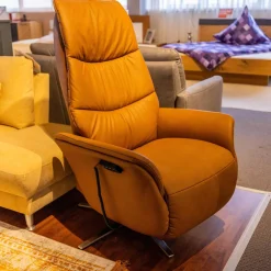 himolla Relaxsessel|Sessel Easy Swing 7051 Leder 22 Soft N Bright Braun Sternfuß Edelstahloptik Mit Aufstehhilfe Und Kopfteilverstellung