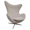 Fritz Hansen Relaxsessel|Sessel Egg Chair Stoff Karakorum Ecumee 007 Weiß Kreuzfuß Aluminium