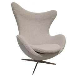 Fritz Hansen Relaxsessel|Sessel Egg Chair Stoff Karakorum Ecumee 007 Weiß Kreuzfuß Aluminium