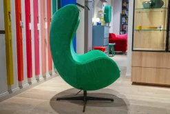 Fritz Hansen Loungesessel|Sessel Egg Chair Stoff Special Fabric Phlox 0933 Green Grün Gestell Warm Graphite Lackiert Grau