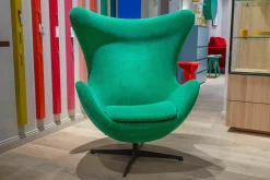 Fritz Hansen Loungesessel|Sessel Egg Chair Stoff Special Fabric Phlox 0933 Green Grün Gestell Warm Graphite Lackiert Grau