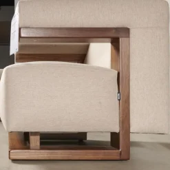 Tecta Loungesessel|Sessel F51 Stoff Doma Beige Grau Gestell Nussbaum Massiv