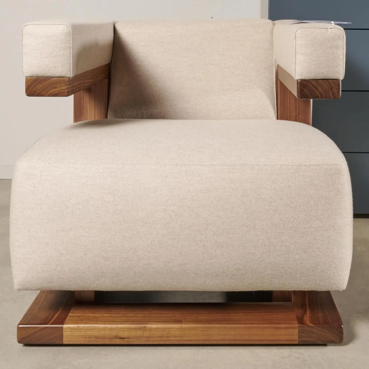 Tecta Loungesessel|Sessel F51 Stoff Doma Beige Grau Gestell Nussbaum Massiv