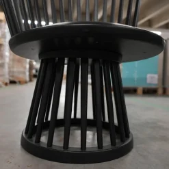 Tom Dixon Einzelstühle|Sessel Fan Chair Indigo Bezug Leder Ash Schwarz Gestell Holz Schwarz