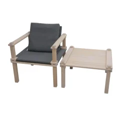 COR Gartentische|Gartenstühle|Sessel Farmer Stoff 5091 Mittelgrau Gestell Eiche Natur Geölt Inklusive Tisch