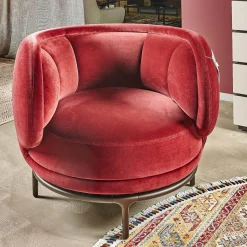 Wittmann Loungesessel|Sessel Fauteuil Vuelta 80 Bezug Stoff Velvet Bordeaux Rot Füße Bronze Drehbar