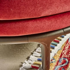 Wittmann Loungesessel|Sessel Fauteuil Vuelta 80 Bezug Stoff Velvet Bordeaux Rot Füße Bronze Drehbar