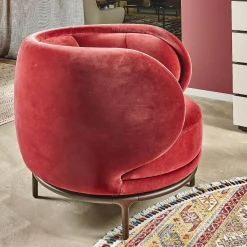 Wittmann Loungesessel|Sessel Fauteuil Vuelta 80 Bezug Stoff Velvet Bordeaux Rot Füße Bronze Drehbar
