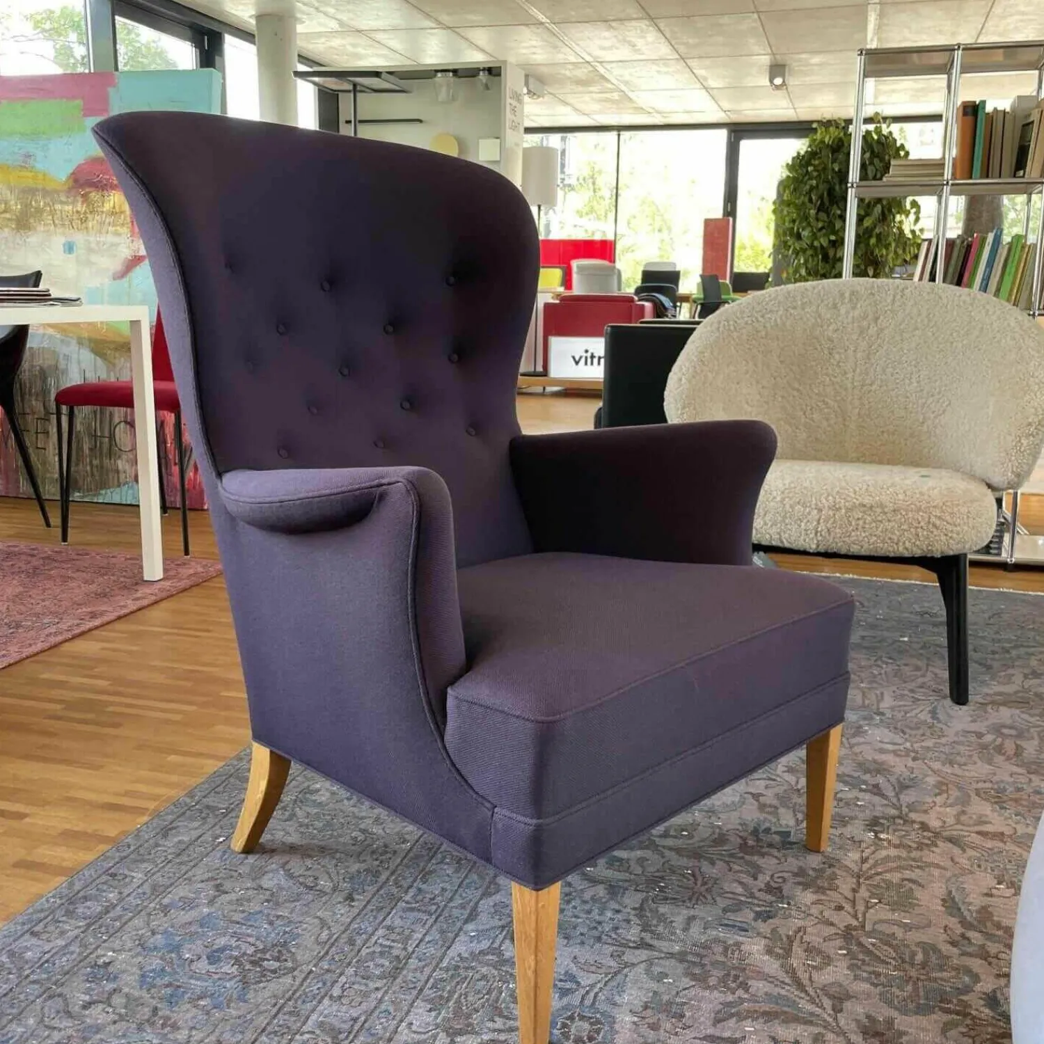 Carl Hansen & Søn Relaxsessel|Sessel FH419 Heritage Stoff 685 Violett Dunkel Steelcut 2 Gestell Eiche Geölt