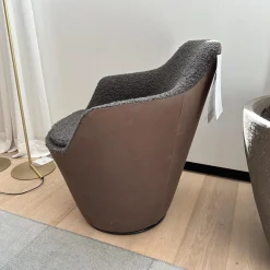 COR Relaxsessel|Sessel Flint Drehbar Stoff 14004 Mocca Braun Grrau Außen Leder 492 Braun