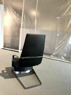 Ligne Roset Relaxsessel|Sessel Flip Leder Toro Noir V Schwarz mit Hocker