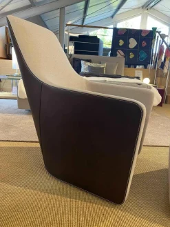 Walter Knoll Relaxsessel|Sessel Foster 520-10C Stoff Flanell Grau Rücken Saddle Leder Coffee mit Hocker