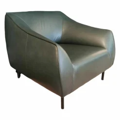 freistil Rolf Benz Loungesessel|Sessel Freistil 132 Nappa Leder 9047 Braungrün Stahl Rundrohrfuß Lackiert RAL 9005 Tiefschwarz Schwarz