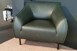 freistil Rolf Benz Loungesessel|Sessel Freistil 132 Nappa Leder 9047 Braungrün Stahl Rundrohrfuß Lackiert RAL 9005 Tiefschwarz Schwarz