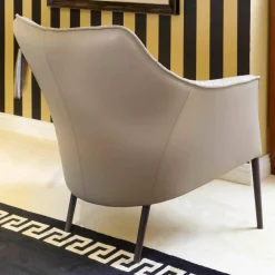 Jori Relaxsessel|Sessel Fuga Niedrig Bezug Innen Stoff James C0013 Außen Leder Lipano Taupe