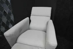 Rossini Relaxsessel|Sessel Galileo Leder Moss Smoke Sternfuß Edelstahl mit elektrischer Relaxfunktion 2-Motorisch