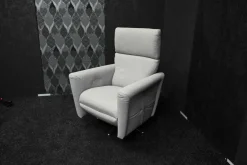 Rossini Relaxsessel|Sessel Galileo Leder Moss Smoke Sternfuß Edelstahl mit elektrischer Relaxfunktion 2-Motorisch