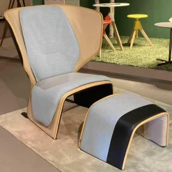 Cassina Relaxsessel|Sessel Gender 570 12 Melange Leder Schwarz Beige Gelb Ice Kissen Stoff Gerrit