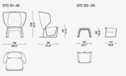 Cassina Relaxsessel|Sessel Gender 570 12 Melange Leder Schwarz Beige Gelb Ice Kissen Stoff Gerrit