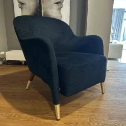 Molteni & C Loungesessel|Sessel Gio Ponti D 151 4 Bezug Stoff Wonder WG488 Blue Petrol Blau Korpus Amerikanisch Nussbaum