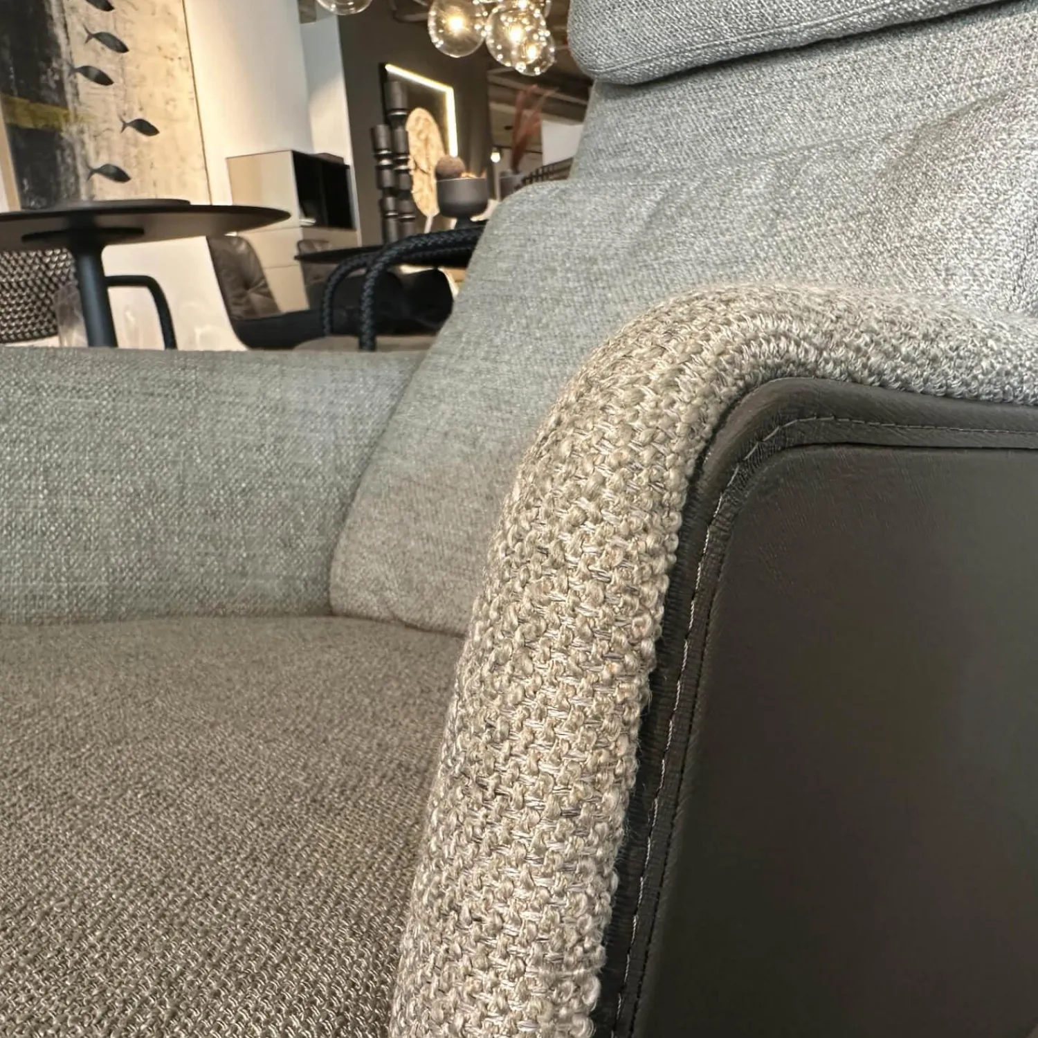 Vitra Relaxsessel|Sessel Grand Relax Schale Leder Forte Decor Umbra Grau Innen Stoff Corsaro Bambus Melange Grau Mit Hocker